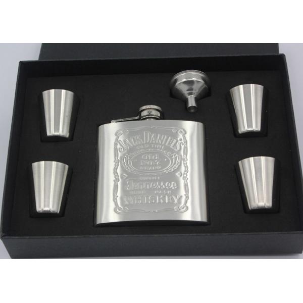 Pretty Kitchen Household Items 4 Cups 1 Funnel 6 Oz Metal Hip Flask
