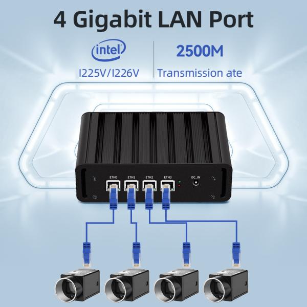 N100 Firewall Router Mini PC With Four 2.5Gbps LAN HDMI And DP For Home Office