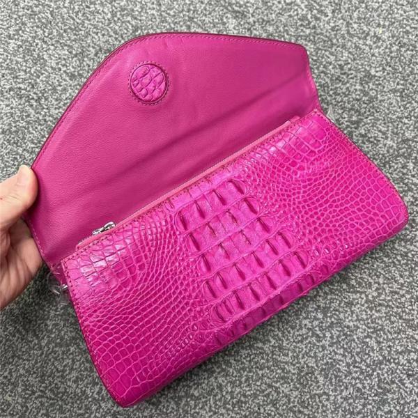 Authentic Crocodile Skin Women Envelop Clutch Genuine Alligator Leather Lady Chain Purse Bag Female Cross Shoulder Bag