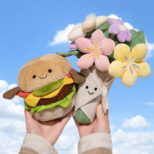 Hamburguesa juguete de peluche - Serie de alimentos suaves y lindos Animal rellenos, Bouquet regalo para la comodidad, compañía y celebraciones de cumpleaños