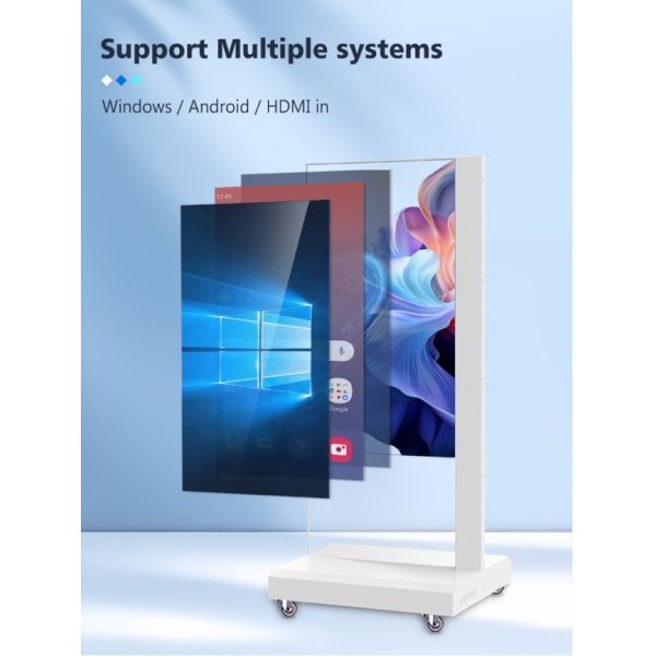 55 Inch HD Interactive Touch Screen Ultra Thin LG Transparent OLED Kiosk Advertising Display
