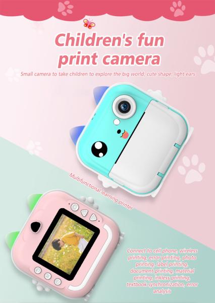 2.4inch IPS Screen Child Camera with Thermal Printer Instantly Print Photos and Record Videos