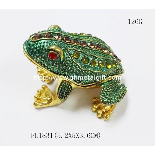 New design reinstone enamel Jiraffe frog pewter jewelry box metal pewter frog pewter jewelry box