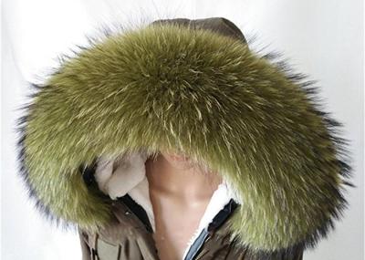 Colar real destacável longo da pele do colar da pele do guaxinim grande para o verde do inverno 80 cm