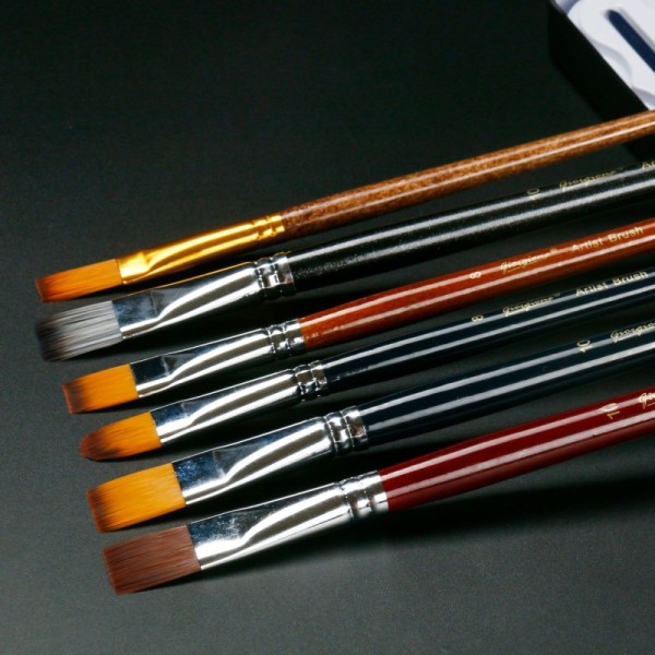 6pcs Solid Wood Pen Holder Exquisite Texture Nylon Brush Art Custom Paint Brushes