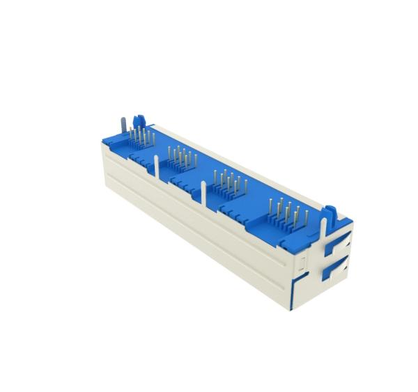 8P8C Shielded PCB Mount RJ45 Modular Connector 1 * 4 Port ISO9001 Certification