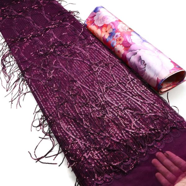 African Velvet Lace Fabric French Lace with Sequin Embroidery Fabric for Party Dress