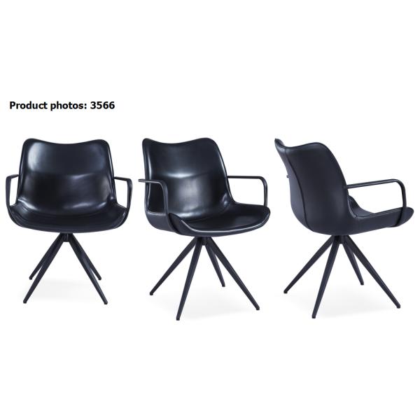 Black Painted Frame High Backrest 42cm Swivel Dining Chair