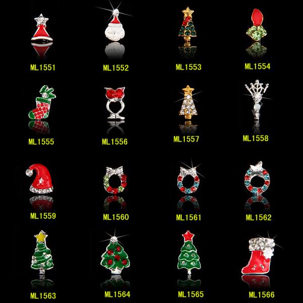 3D Christmas nail art decorations tools alloy jewelry nail glitter rhinestone ML1551-1566