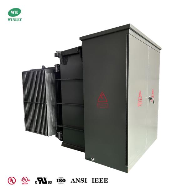 Transformador de 1500Kva de tres fases montado en una almohadilla Transformador de aislamiento de 480V sumergido en aceite