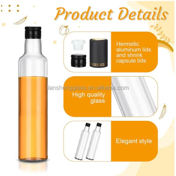 Контейнер для хранения пищи 750 мл Прозрачная стеклянная бутылка для кухонного уксуса