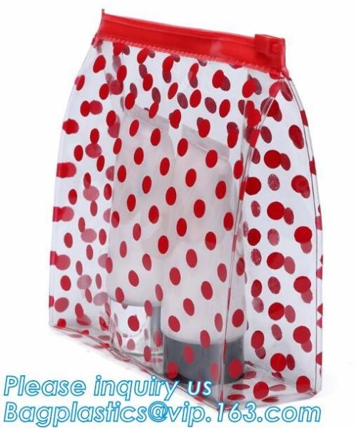 travel use frosted pvc cosmetic zipper bag with logo, zip slider pipping cosmetic hand sample promotion bags, Clear PVC