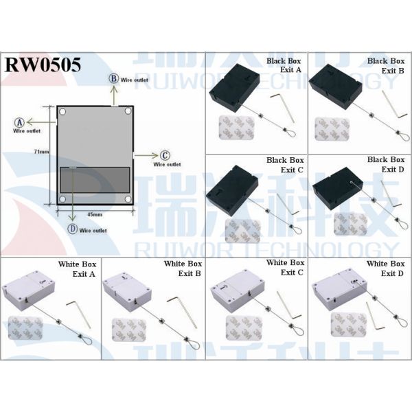 RW0505 Cuboid Anti Theft Pull Box with Adjustalbe Lasso Loop End by small Lock and Allen Key
