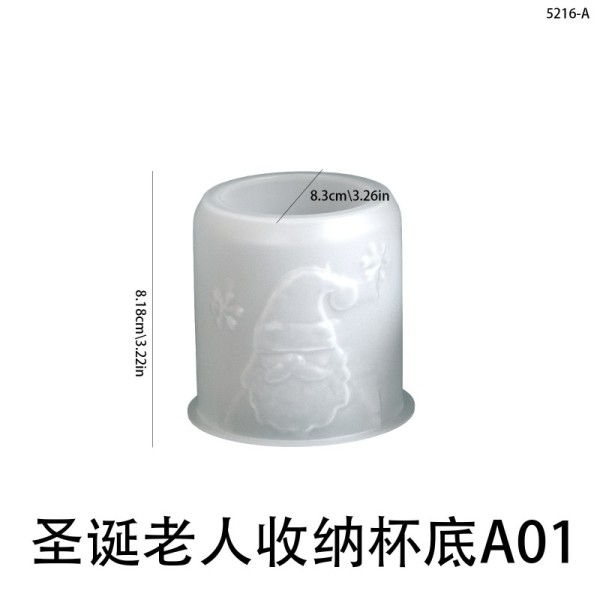 DIY Aromatherapy Gypsum Cement Christmas Tree Santa Claus Pattern Storage Can Candle Cup Silicone Mold