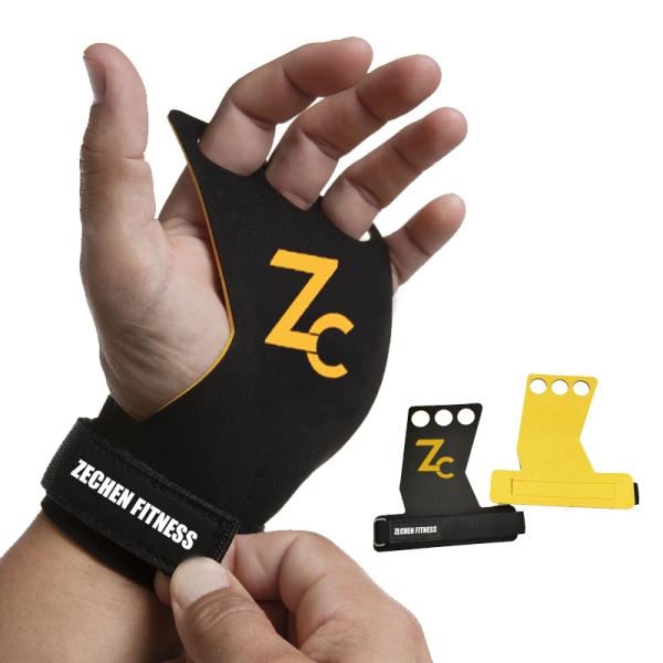 Double Layer Crossfit Hand Grips Yellow Microfiber Leather Gymnastics Pull Up Hand Protectors