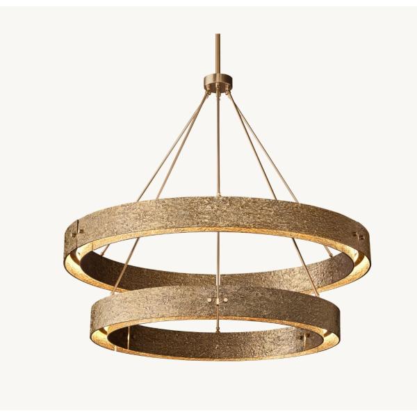 LED de dos niveles de lámpara de araña redonda de 60 escalera moderna lámpara de araña 3000K