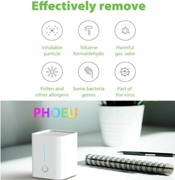 PM2.5 purification Table top mini purifier with UVC LED disinfection and active carbon super quiet design