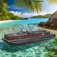 Luxury Black Pontoon Boat with Red White Panel 2.3/2.6m Width and 0.635m Tube Diameter for Family Party Cruise