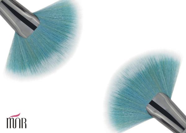 Large Fan Travel Contour Tapered Blush Brush Highlight , Blue And White