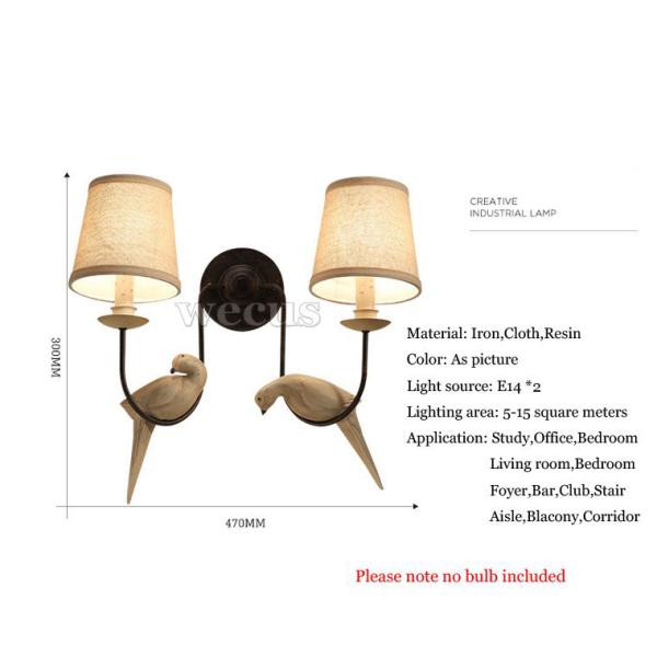 Retro loft wall lamp double heads bird light study office stair aisle living room bedroom Birds wall light9WH-VR-45)