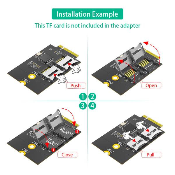 Dual Micro SD Card, TF Card to NGFF M.2 Key B Adapter(Supports USB Bus, not SATA Bus)