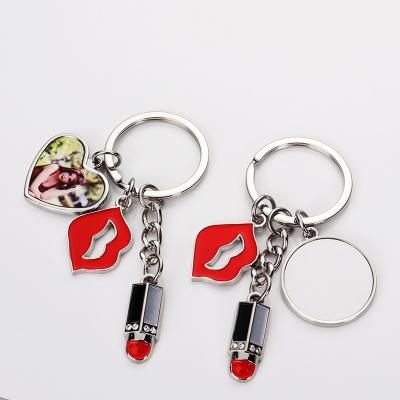 Clavedero de lápiz labial de sublimación con corazón y etiqueta redonda Clavederos personalizados de fotos