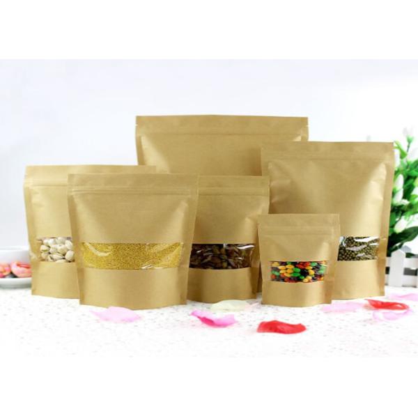 Customized Flexible Pouch Packaging 5g Kraft Paper Bags Clear Front Printed Laminated