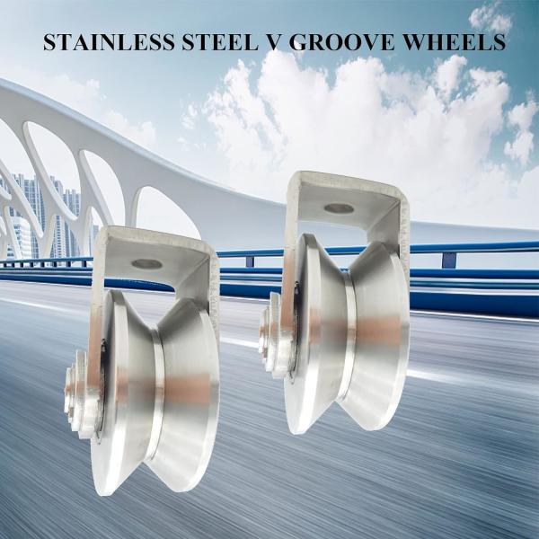 Hotel And Home V Groove Gate Wheels Stainless Steel Bracket Customized