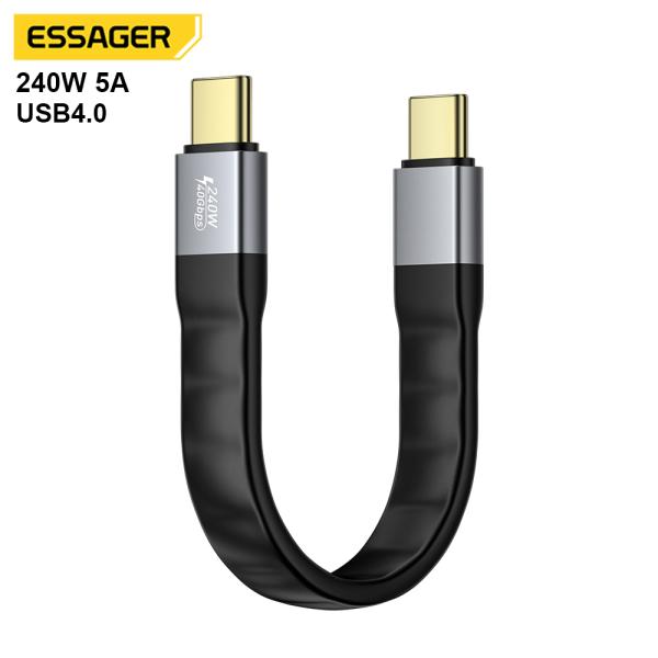 ESSAGER ES-X77 Cable de carga rápida USB4.0 Usb C a Usb C 240W 8K 60Hz 40Gbps Audio Video