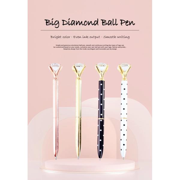 Fashion Polka Dot Twist Metal Ballpoint Pen Shining Big Diamond Spot Ball Pen 1.0mm