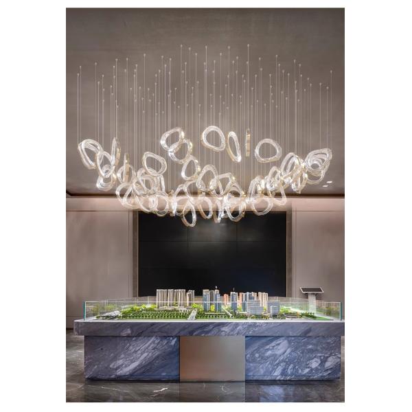 JYLIGHTING personalizado moderno círculo irregular colgante luz anillos transparentes colgando luz para Villa Hotel sala de estar