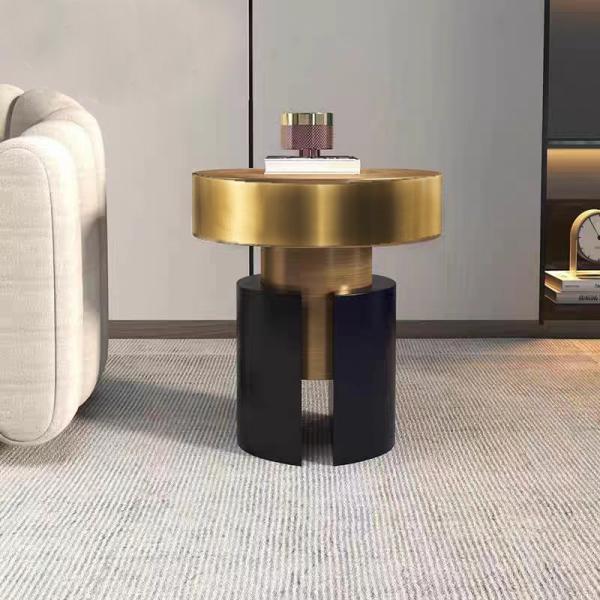 Titanium Noir  Side  Marble Ceramic Coffee Table Gold Frame  Sleek