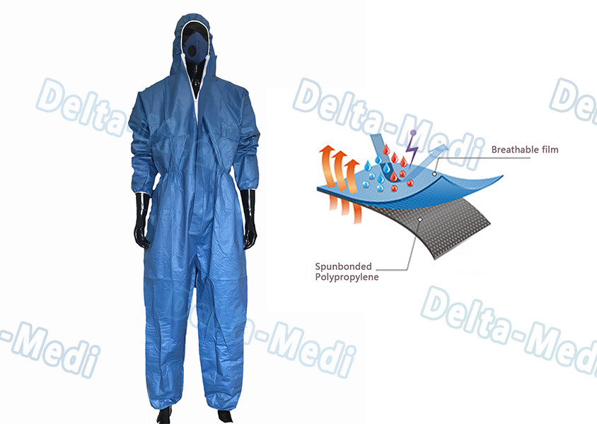 Голубой SP красит устранимую с капюшоном стерилизацию Coveralls ETO