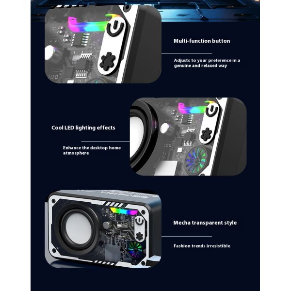 Transparent Mecha Small Wireless Bluetooth Speaker