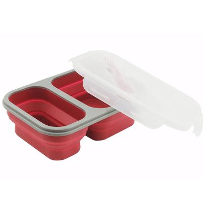 Silicone Bento Foldable Lunch Box dos compartimentos do padrão 2 de FDA