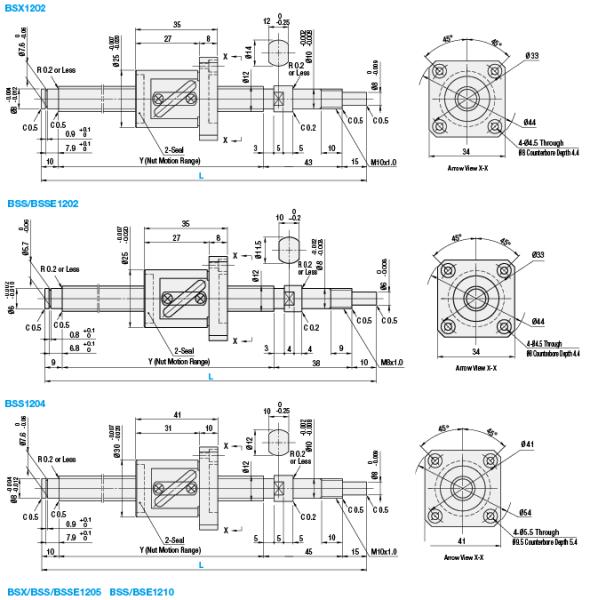 MISUMI Precision Ball Screws-Thread Diameters 12-Lead 2 4 5 or 10 - Precision Grade C3 C7 Series BSX1202-[150-390/1] Condition 100% Original ,price favorable
