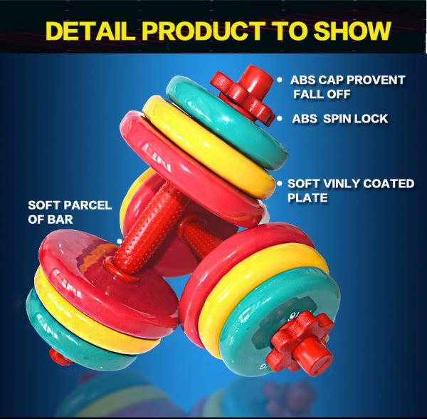 10kg 15kg 20kg  25kg 30kg 40kg Colorful Vinyl Coated  Rubber Dumbbell Set