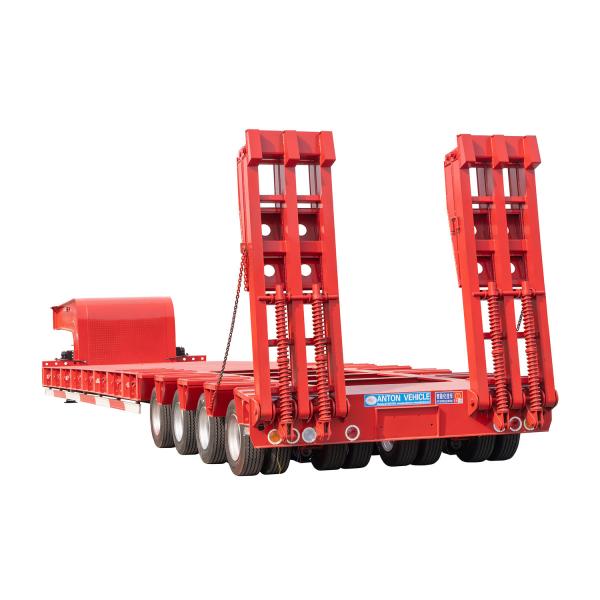 Skeleton Multi 3 Axles 60-100 Tons Heavy Low Bed/Lowbed Ramp/Drop Deck Gooseneck Flatbed/Skeleton Semi Truck Trailer