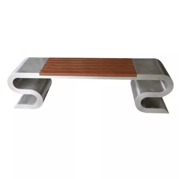 Wholesale Garden Stainless Steel Wood Bench With Bent Metal Leg
