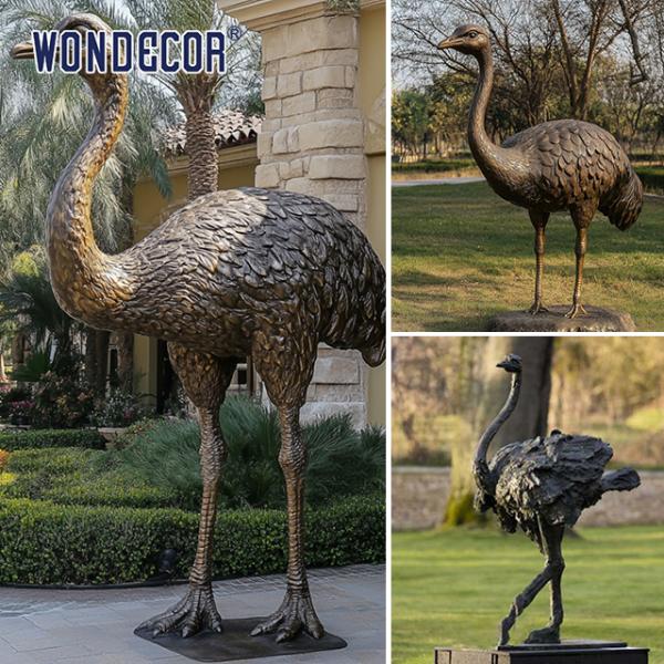 Park Decor Outdoor Animal Statue Bronze Metal Ostrich Sculpture