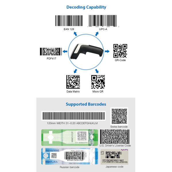 High Resolution 2.4G Bluetooth Barcode Reader