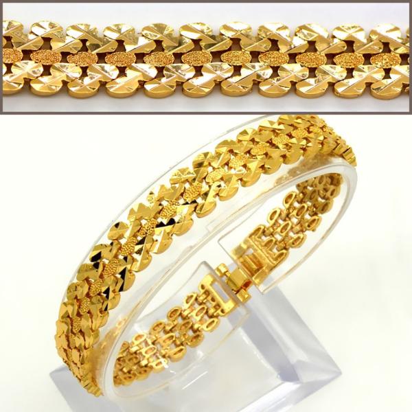 Unique design big size thick chain Men Bangle jewelry 18K Real Gold Plated woman Trendy br