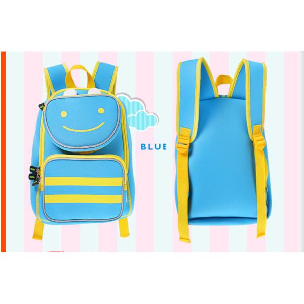 Neoprene Boys Children School Backpack Bag , Blue Zipper Kids Schoolbags