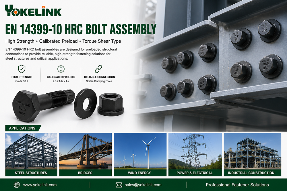 Black Oxide EN 14399-4 HV Bolts Nuts Steel Construction Bolts