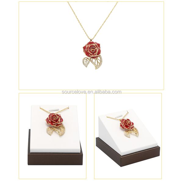 24K Gold Plated Rose Necklaced/Gold Plated Natural Rose Necklace for Women Necklace , Mother's Day and Christmas Gift