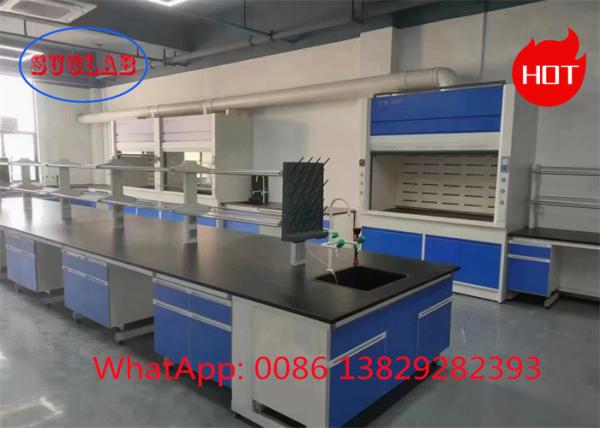 Wood Chemistry Lab Workbenches with Storage And  Fire resistant Chemical resistant Multiple Cabinets