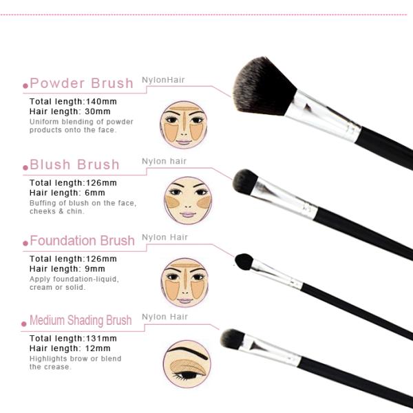 Mineral Makeup Brush Set 200g Red PU Leather Bag Copper Ferrule