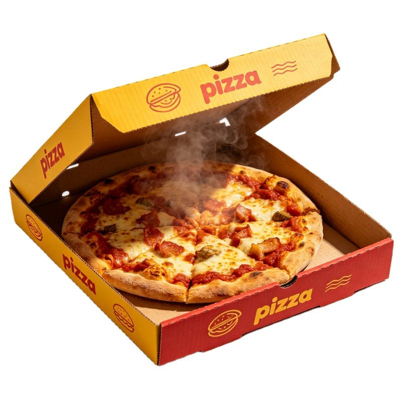 Biodegradable Corrugated Cardboard Pizza Box with Custom Logo Printing and Food-Grade Safety Certification