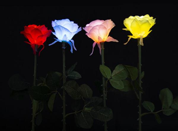 LED Silicone Rose Lights Lawn Simulation Flower Lamp Garden Courtyard Beautiful Display Bright Landscape Decorative