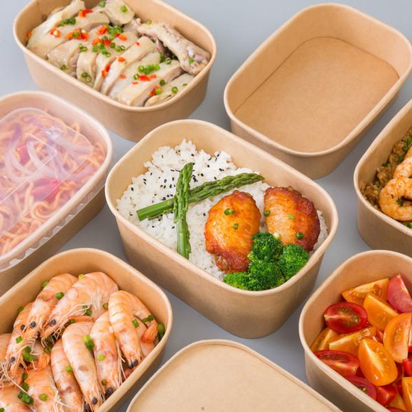 Customized Request 900 Ml Eco-Friendly Disposable Lunch Box Kraft Paper Box with Lid